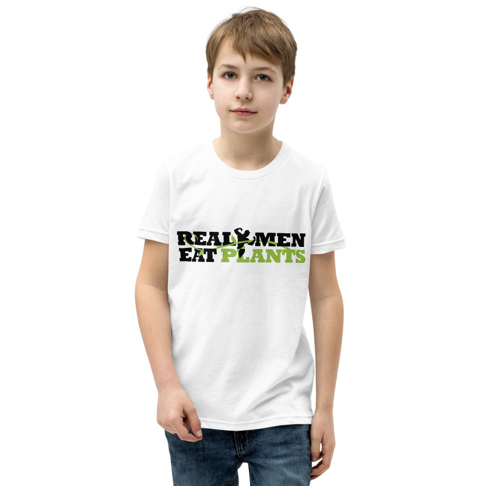 Real Men Eat Plants Youth Short Sleeve T-Shirt with Inside Logo