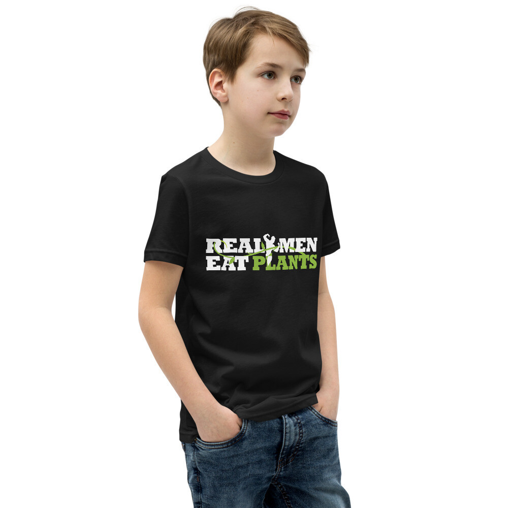 Real Men Eat Plants Youth Short Sleeve T-Shirt with Inside Logo