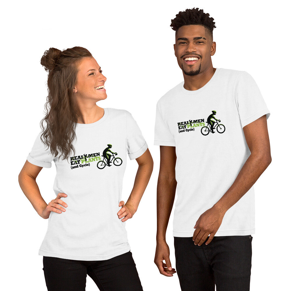 Real Men Eat Plants and Cycle Short-Sleeve Unisex T-Shirt with Inside Logo