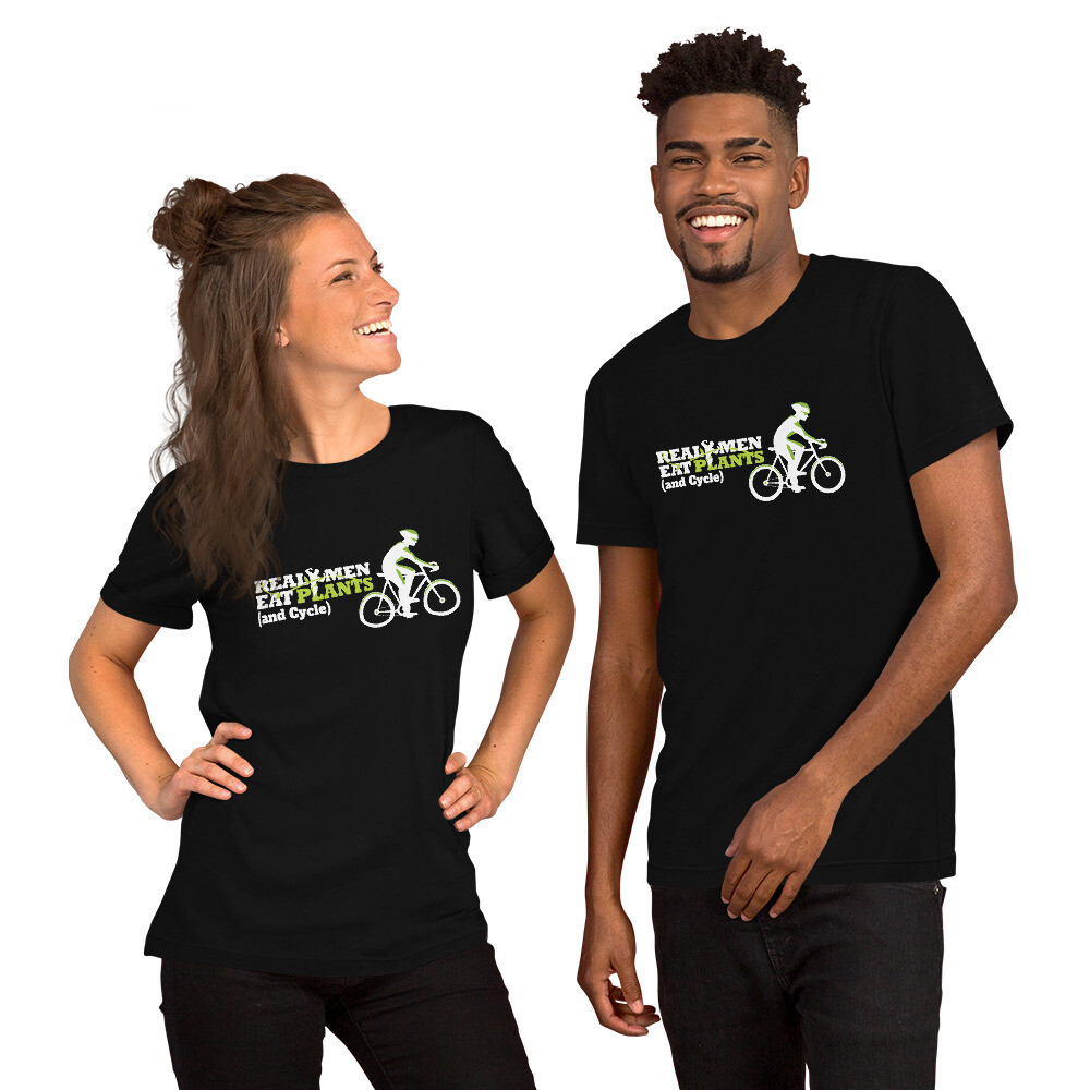  Real Men Eat Plants and Cycle  Short-Sleeve Unisex T-Shirt with Inside Logo
