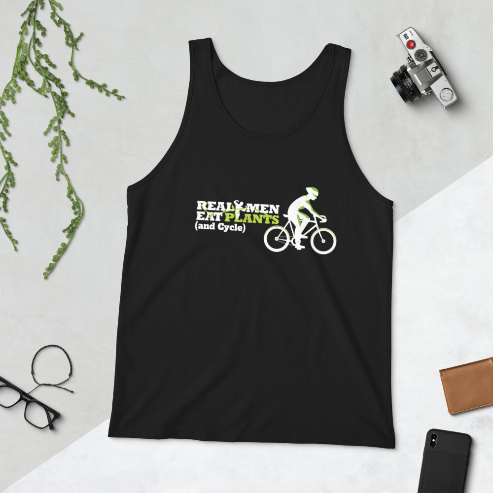  Real Men Eat Plants and Cycle Unisex Tank Top with Inside Logo