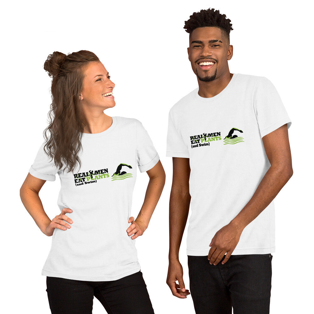 Real Men Eat Plants and Swim Short-Sleeve Unisex T-Shirt Logo with Inside Label 