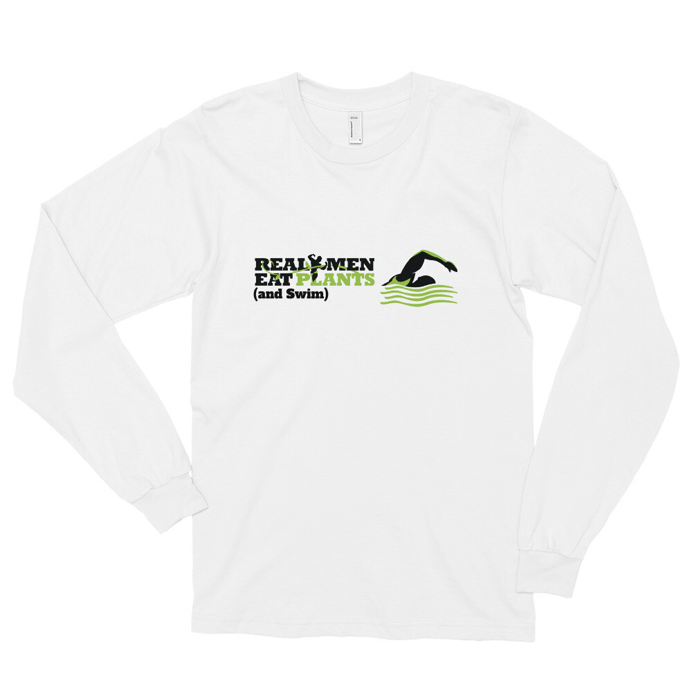Real Men Eat Plants and Swim Long sleeve t-shirt Logo with Outside Label 