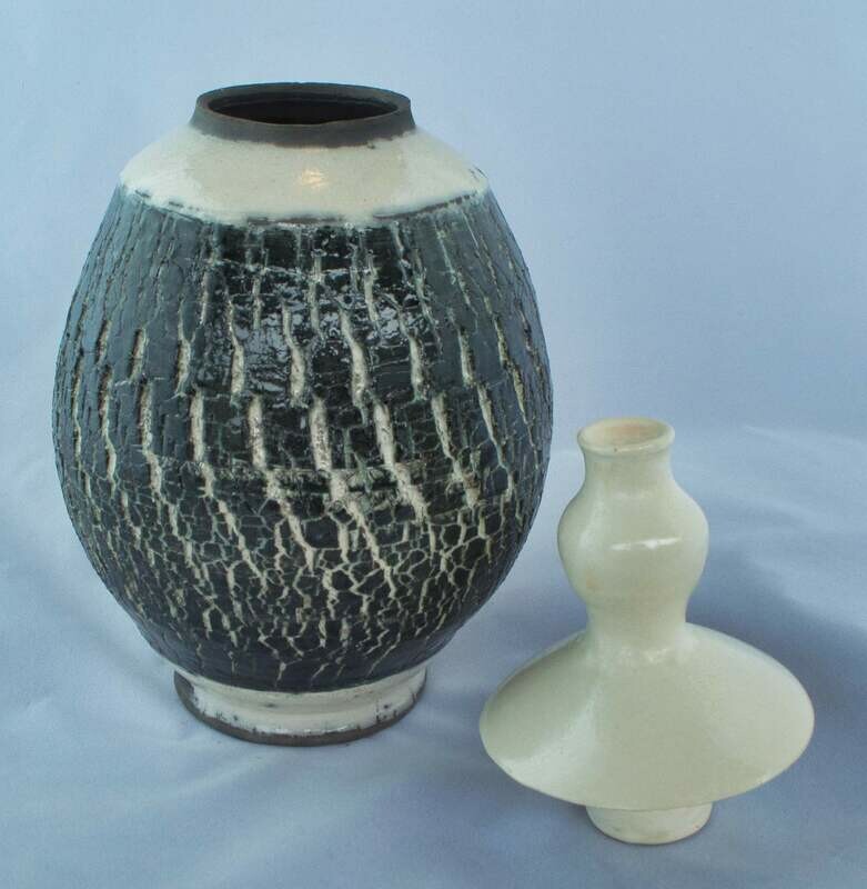 Textured lidded vase