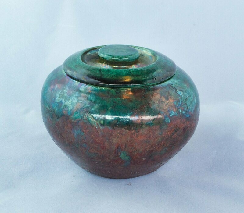 Raku lidded pot