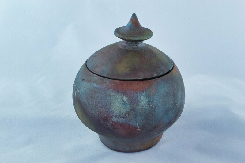 Lidded Raku pot