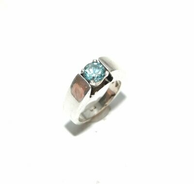 Sterling Silver Ring with Light green CZ