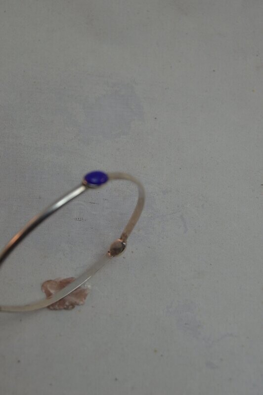 Sterling Bracelet with 2  8mmX6mm Blue Lapis