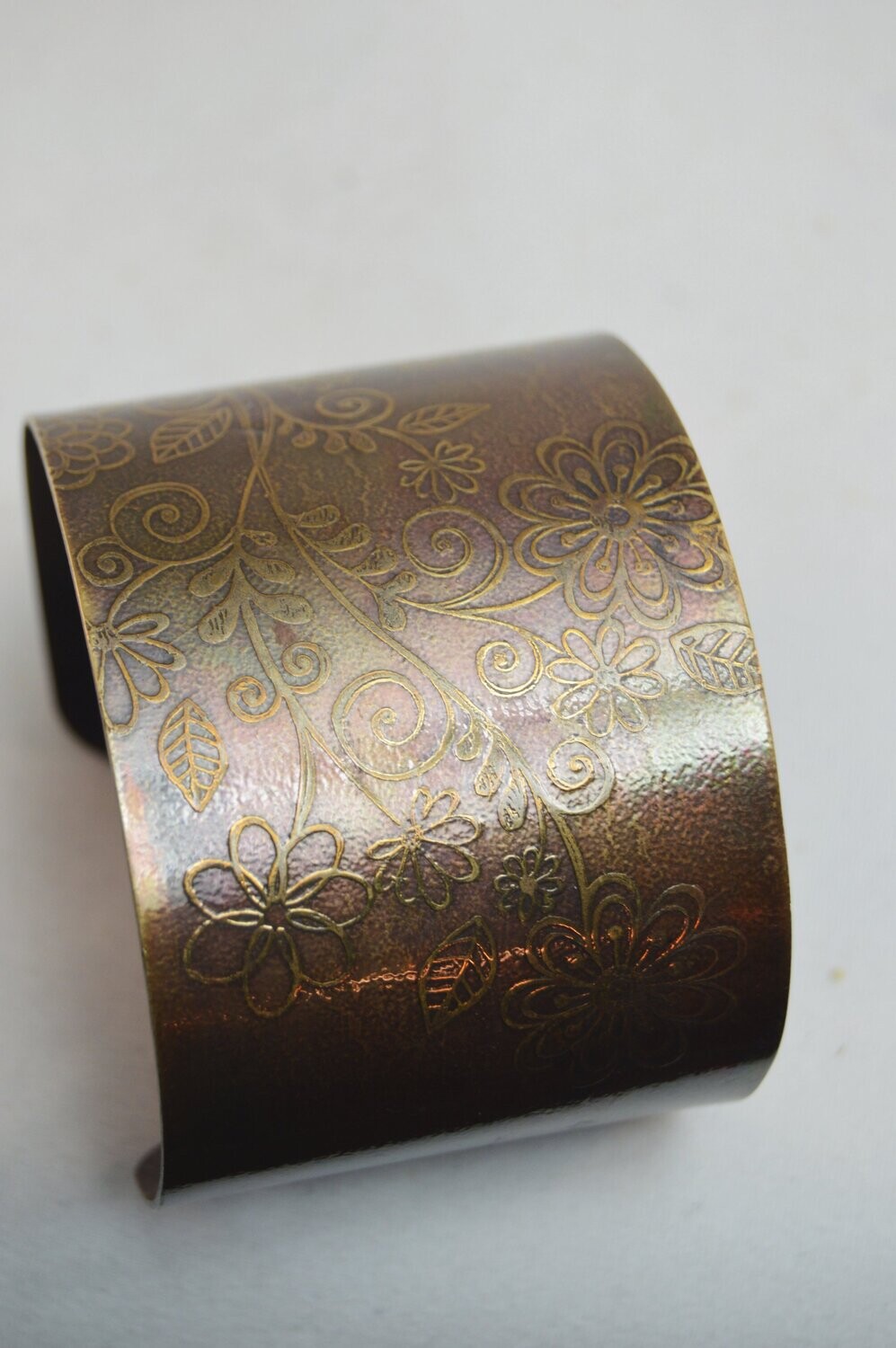 Etched copper bracelet