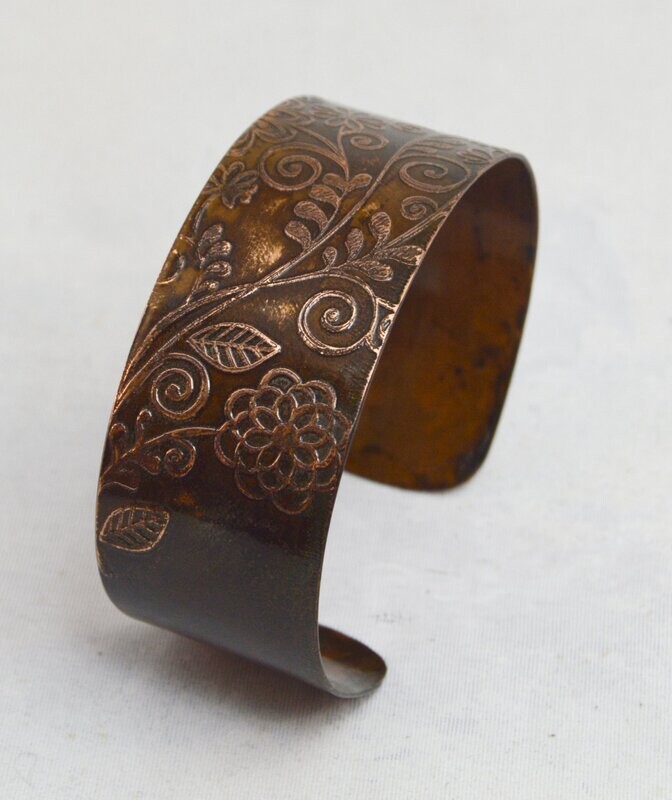 Etched copper bracelet