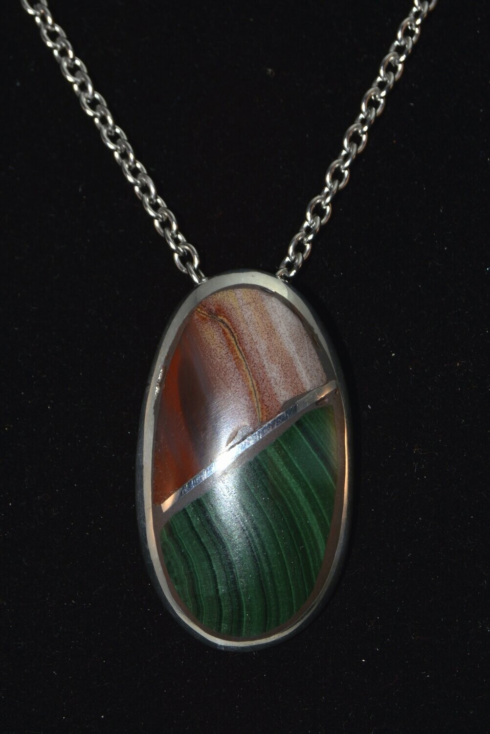 Oval pendant 1" X 1.65" with 2 stones