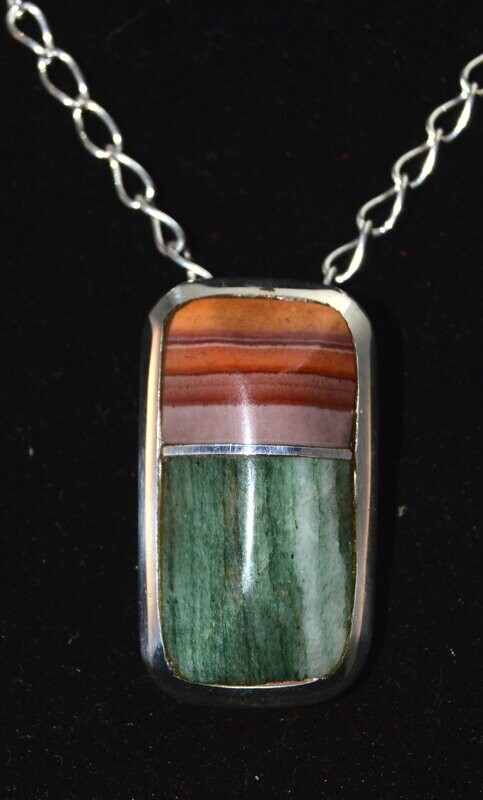 Striped Jasper and Jasper inlay-Striped Jasper and malachite inlay in silver