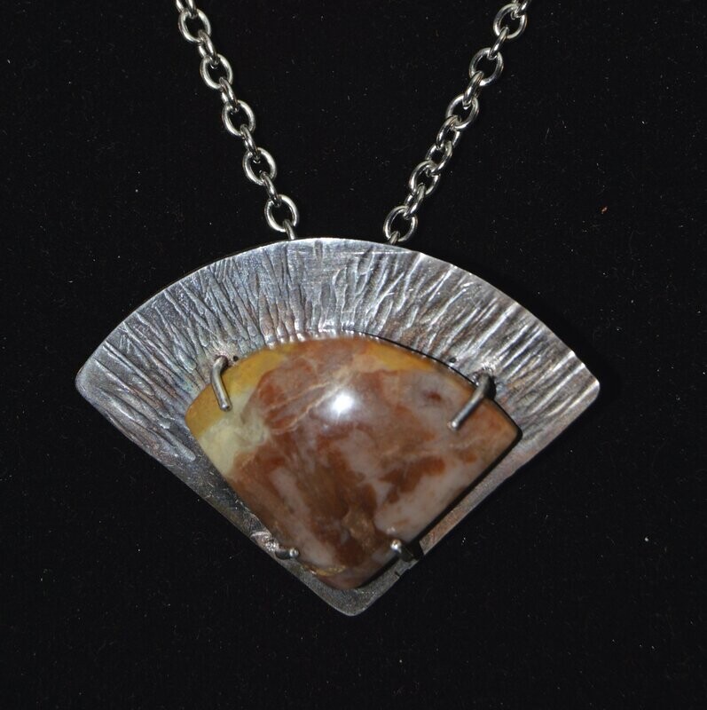 Red Jasper on textured sterling