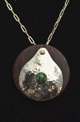 Malachite in Sterling on wood