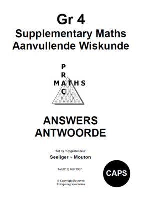 Gr 4 Supplementary Answers/ Antwoorde