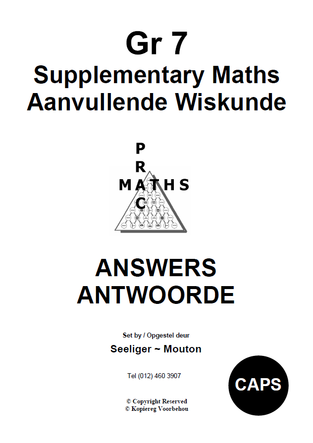 Gr 7 Supplementary Answers/ Antwoorde