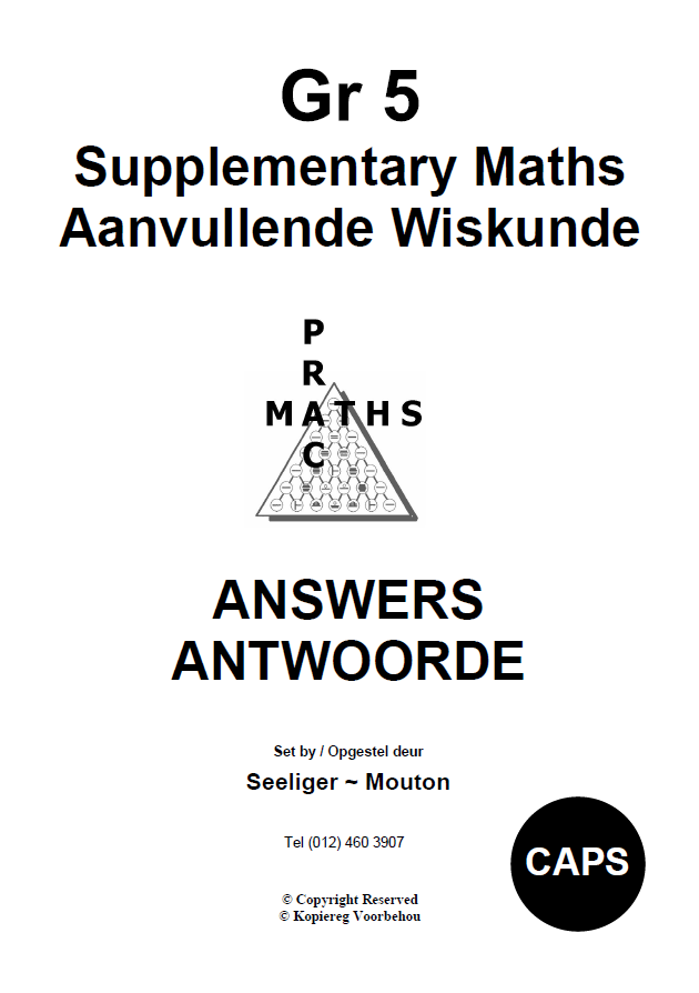 Gr 5 Supplementary Answers/ Antwoorde