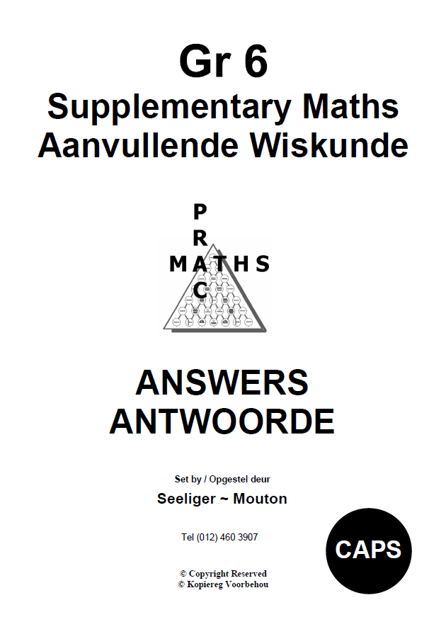 Gr 6 Supplementary Answers/ Antwoorde