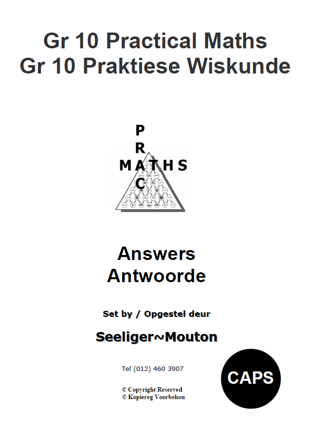 Gr 10 PracMaths Answers/ Antwoorde