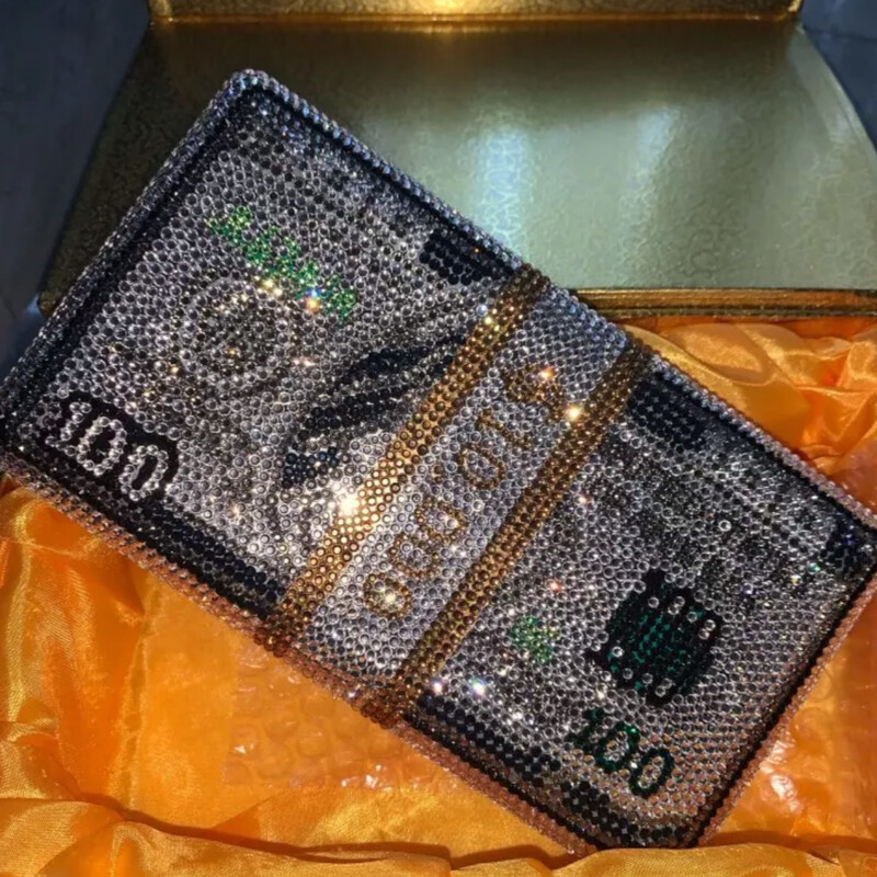 Luxury Crystal Money Stack Clutch