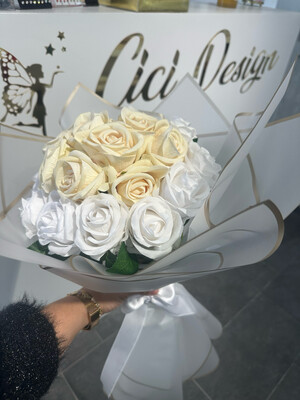 Bouquet rose blanc- champagne 20 pièces 