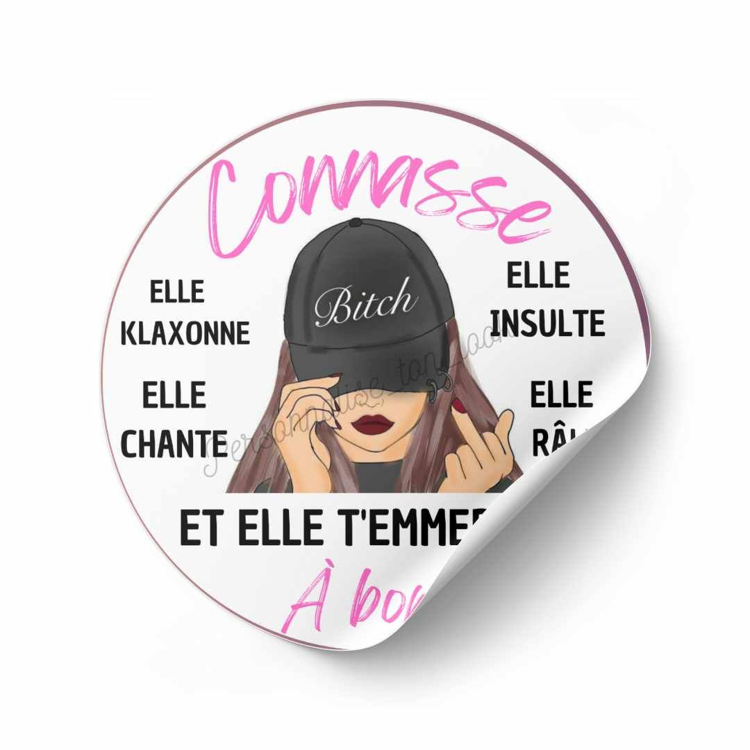 Stickers Connasse à bord pour voiture &quot; casquette &quot;
