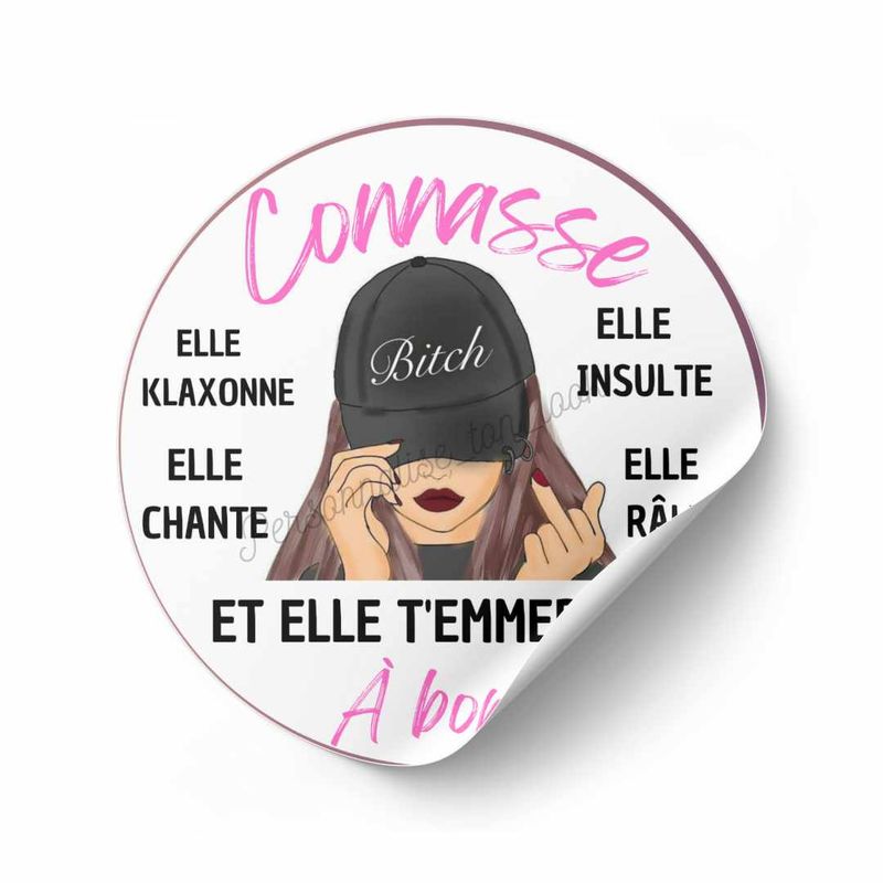 Stickers Connasse à bord pour voiture &quot; casquette &quot;