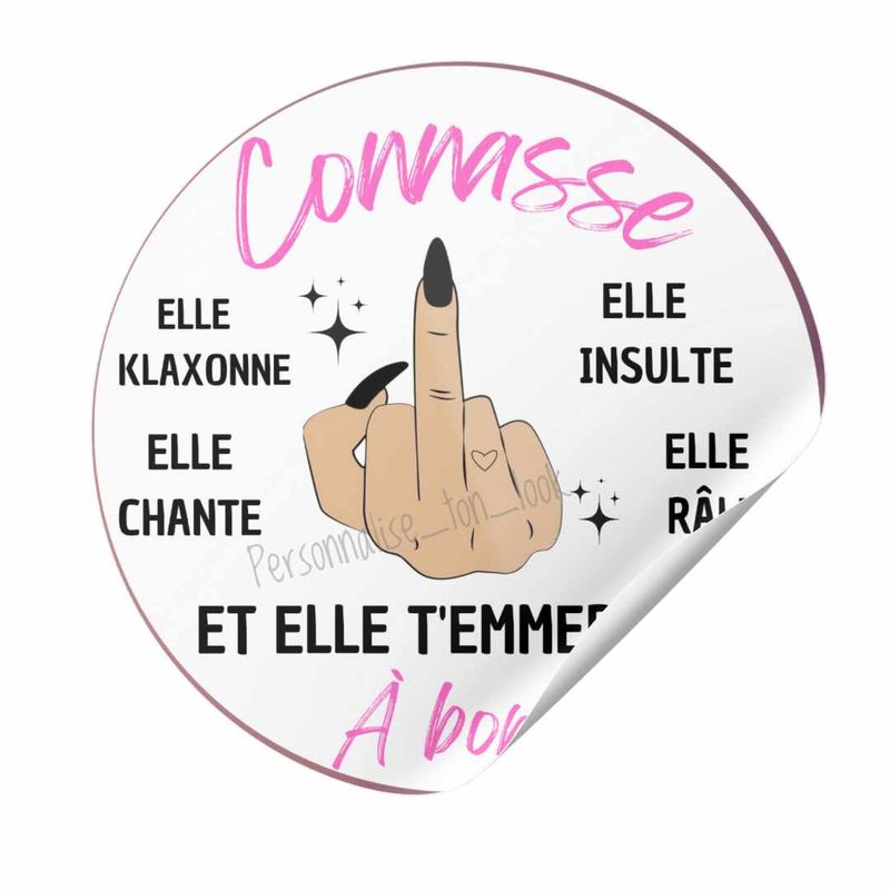Stickers connasse à bord &quot; fuck &quot;