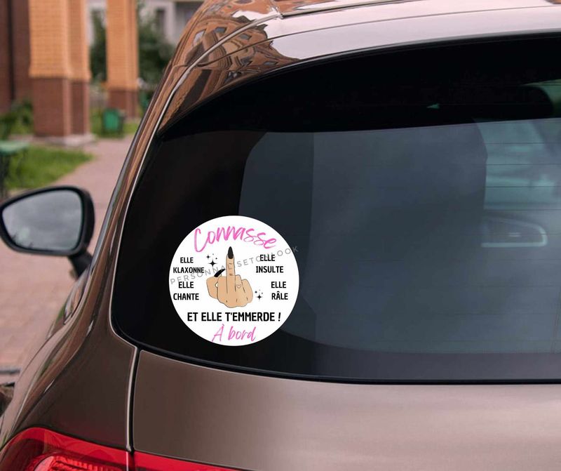 Stickers connasse à bord " fuck "