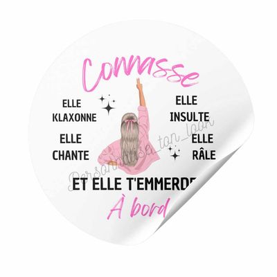 Stickers Connasse à bord pour voiture humour &quot; blonde &quot;
