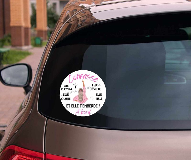 Stickers Connasse à bord pour voiture humour " blonde "