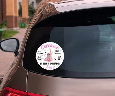 Stickers Connasse à bord pour voiture humour " blonde "
