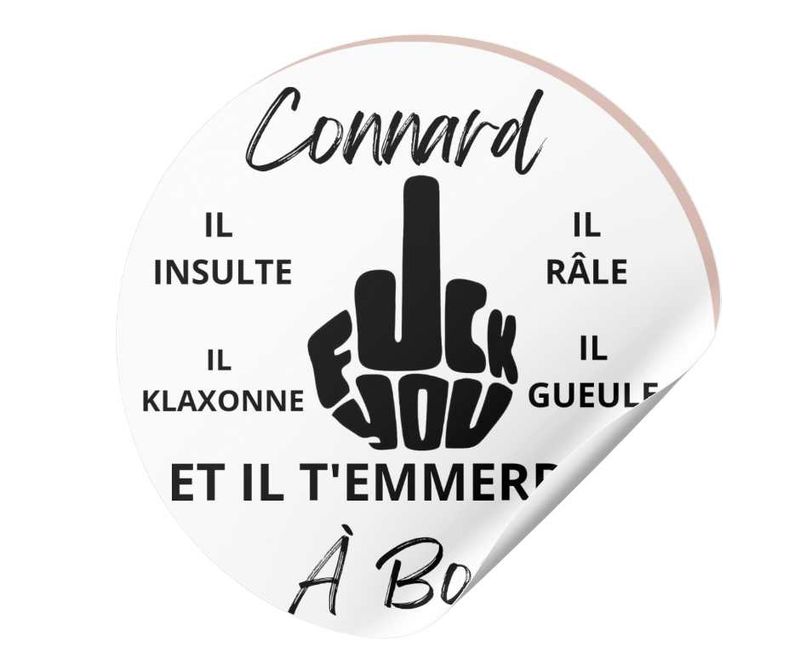 Stickers voiture humour connard à bord &quot; Fuck &quot;