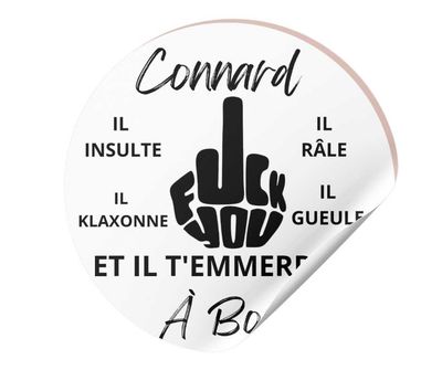 Stickers voiture humour connard à bord &quot; Fuck &quot;