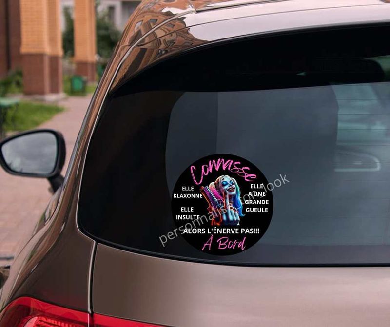 Stickers Connasse à bord "Harley Quinn " pour voiture
