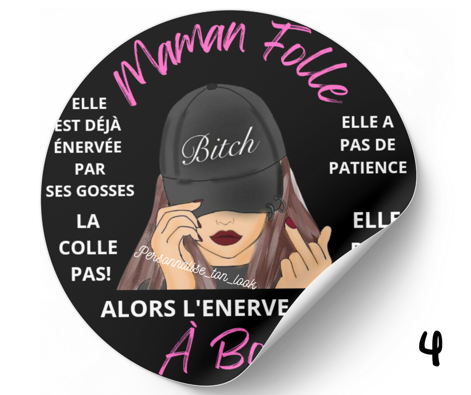 Stickers Maman folle à bord stickers voiture humour