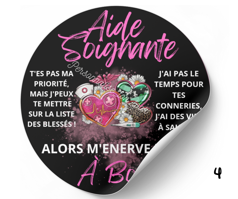 Stickers voiture Aide soignante / Infirmière à bord autocollant voiture humour