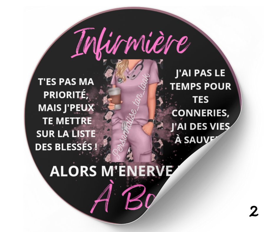 Stickers voiture Aide soignante / Infirmière à bord autocollant voiture humour