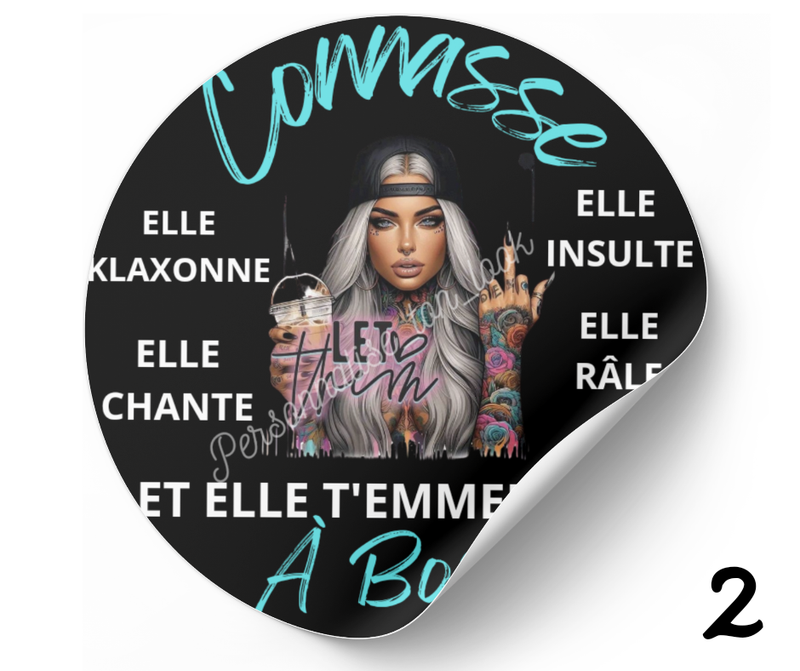 Stickers voiture connasse à bord autocollant connasse à bord drole tattoo
