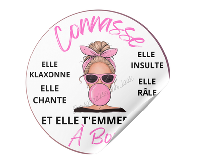 Stickers connasse à bord Blonde chewing-gum