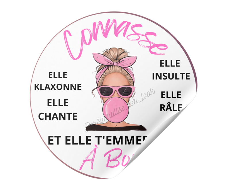 Stickers connasse à bord Blonde chewing-gum