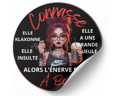 Autocollant voiture connasse à bord &quot; cheveux rouge &quot; stickers connasse voiture 