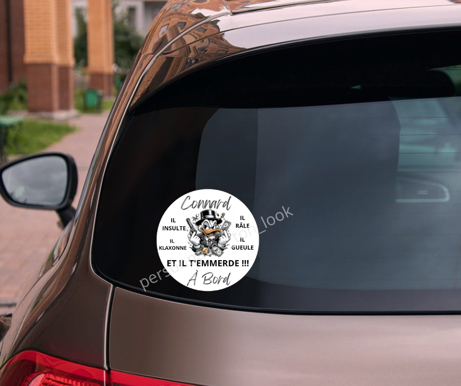 Stickers voiture connard à bord autocollant voiture humour Picsou