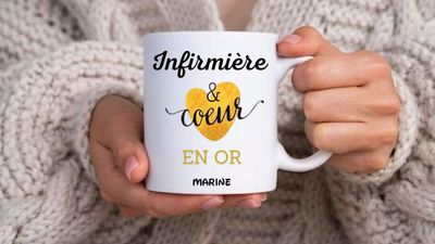 Mug infirmiere et coeur en OR