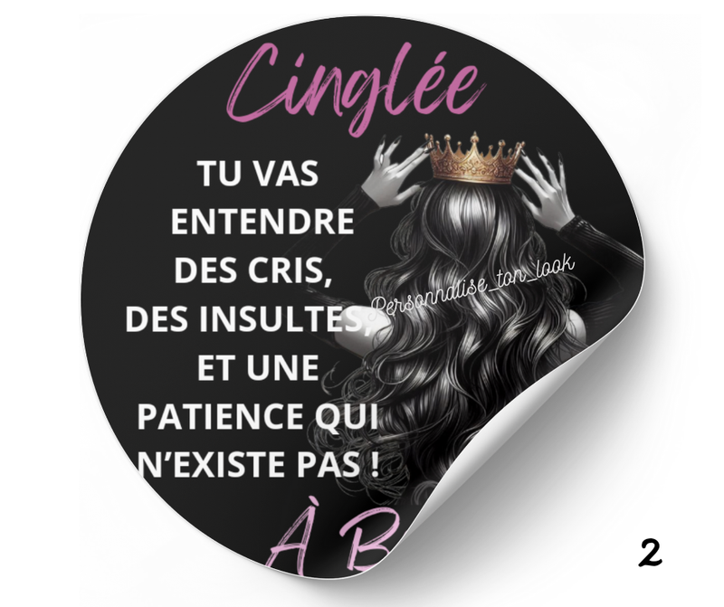 Autocollant de Voiture Humoristique "Cinglée à bord"