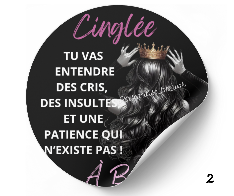 Autocollant de Voiture Humoristique &quot;Cinglée à bord&quot;