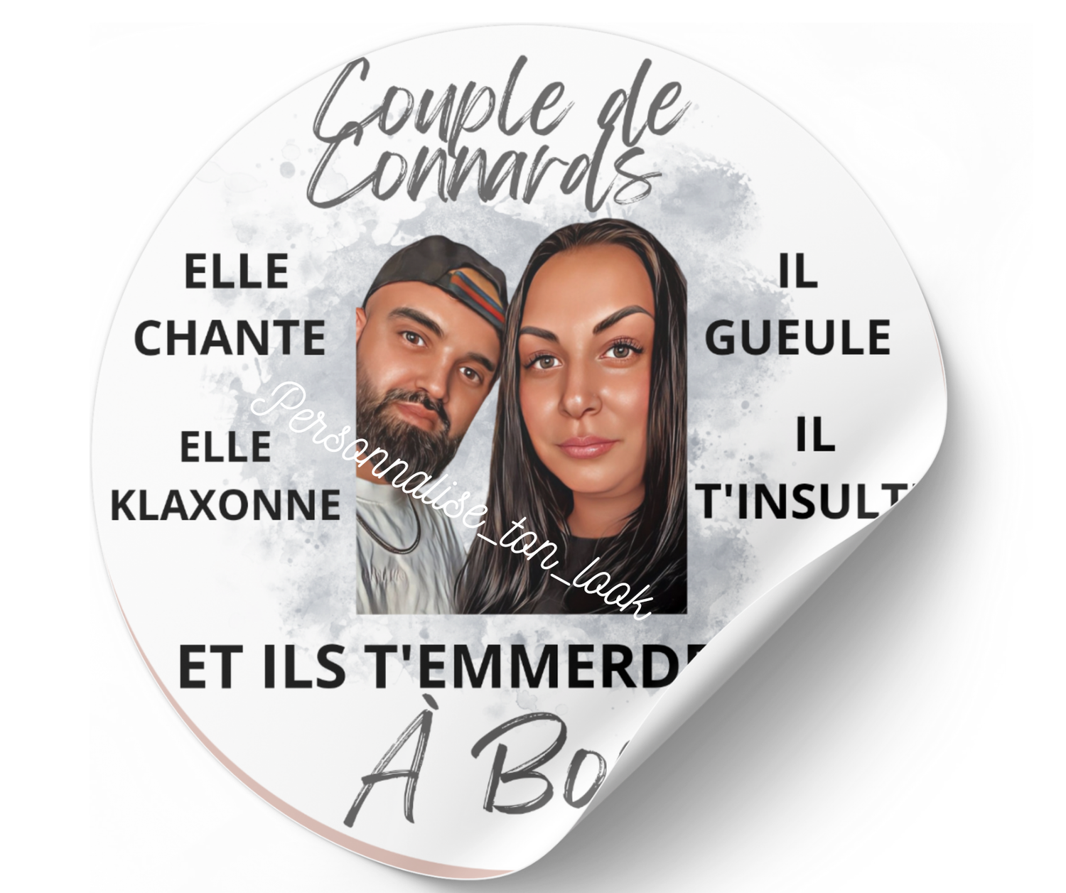 Stickers voiture connasse à bord portrait personnalisé