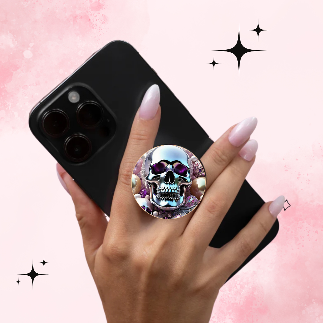 Phone grip Tête de mort argent