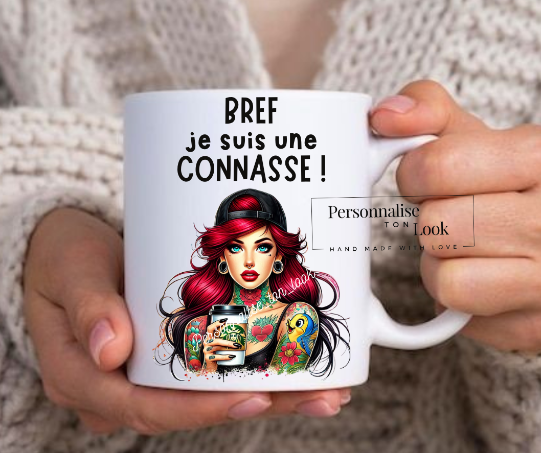 Mug humour &quot; Bref je suis une connasse &quot; Ariel tattoo