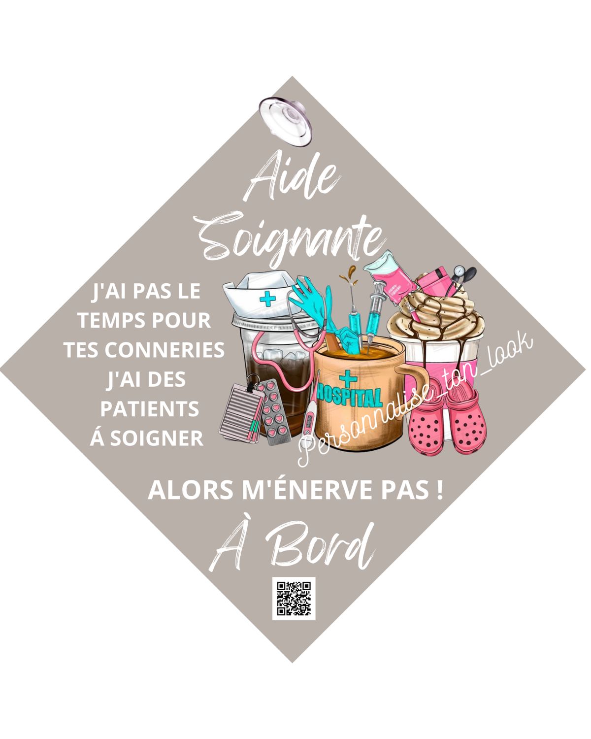 Plaque voiture humour aide soignante